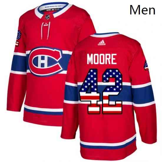 Mens Adidas Montreal Canadiens 42 Dominic Moore Authentic Red USA Flag Fashion NHL Jersey